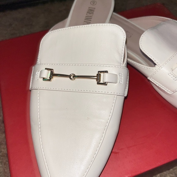 Dune London White Mules with Gold Buckle - Picture 2 of 7